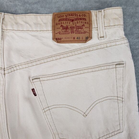 Vintage Levi's 550 Jeans Mens‎ 40x30 Off White Denim Pants USA Made 1998 90s VTG - Picture 4 of 9